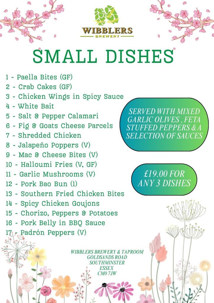 Small Dishes Menu - Feb Special